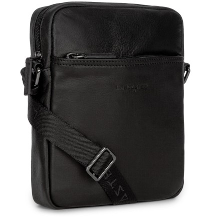 SAC PORTÉ CROISÉ SOFT VINTAGE HOMME NOIR LANCASTER