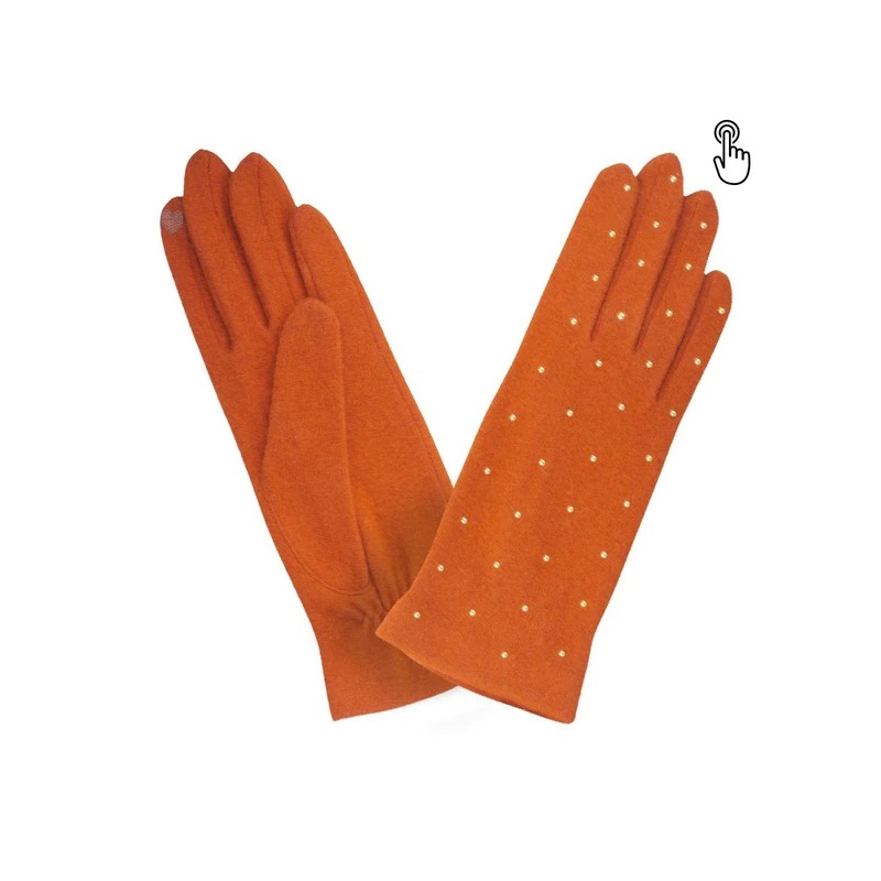 GANTS TACTILES TAILLE UNIQUE STUDS ALL OVER ORANGE GLOVE STORY
