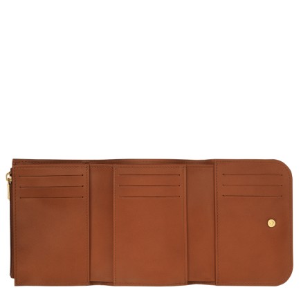 LONGCHAMP BOX-TROT PORTEFEUILLE COMPACT COGNAC