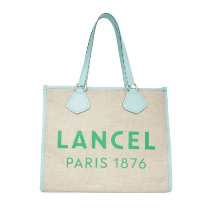 SAC CABAS SUMMER TOTE NATUREL ET MENTHE LANCEL