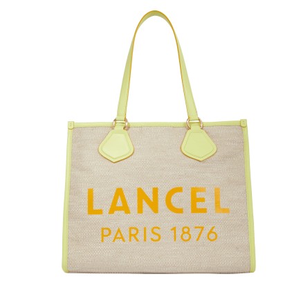 SAC CABAS SUMMER TOTE NATUREL ET CITRON VERT LANCEL