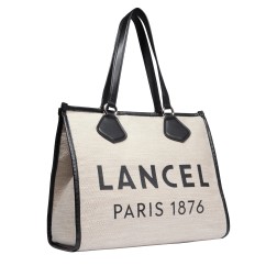 SAC CABAS ZIPPÉ L LANCEL TOTE NATUREL ET NOIR