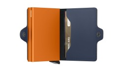 PORTE CARTES TWINWALLET MATTE BLEU NUIT & ORANGE SECRID