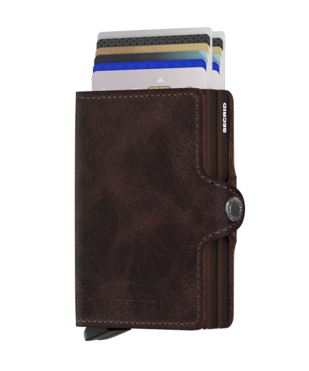 PORTE CARTES TWINWALLET VINTAGE CHOCOLAT SECRID