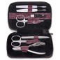 TROUSSE DE MANUCURE 7 PIÈCES ORNAMENTO EN CUIR BORDEAUX SACHER