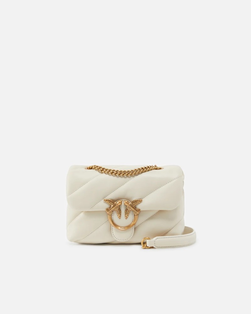 SAC PORTÉ ÉPAULE MINI CLASSIC LOVE BAG PUFF MAXI QUILT BLANC/DORÉ PINKO