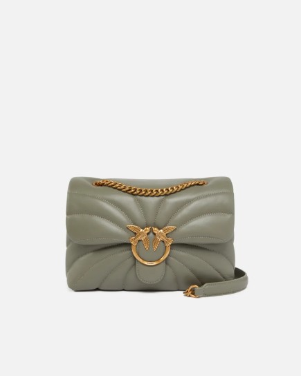 GRAND SAC PORTÉ ÉPAULE CLASSIC LOVE BAG PUFF BUTTERFLY VERT SAUGE/DORÉ PINKO