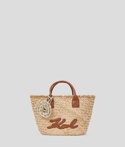 CABAS EN RAFFIA K/SIGNATURE NATUREL TAN KL