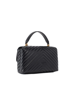 SAC PORTÉ MAIN CLASSIC LADY LOVE BAG PUFF CHEVRON NOIR/DORÉ PINKO