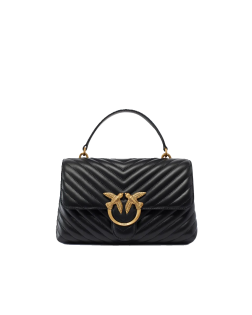 SAC PORTÉ MAIN CLASSIC LADY LOVE BAG PUFF CHEVRON NOIR/DORÉ PINKO