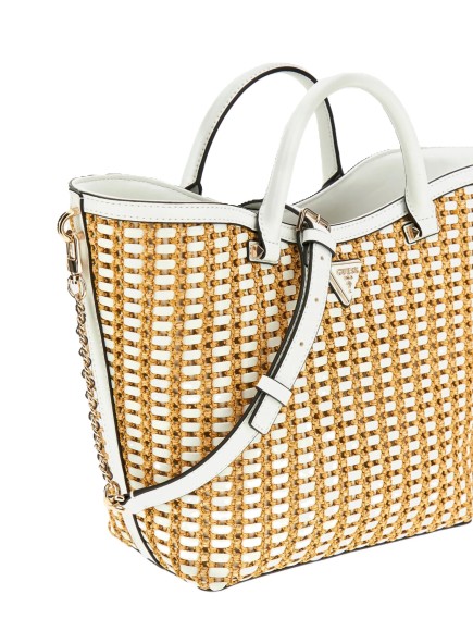 SAC À MAIN ATALIA RAPHIA NATUREL/BLANC GUESS