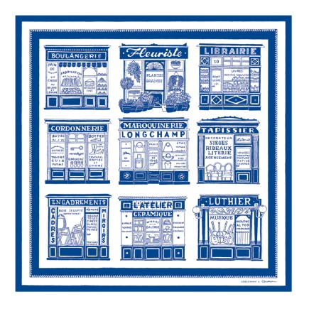 CARRÉ DE SOIE 70CM LES ARTISANTS  DE PARIS LONGCHAMP COBALT