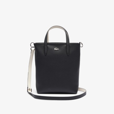SAC CABAS VERTICAL RÉVERSIBLE NOIR FARINE LACOSTE