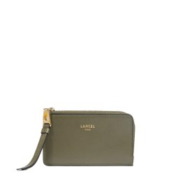 PORTE CARTES ZIPPÉ ORIGAMI DE LANCEL ORANGE KAKI FONCÉ