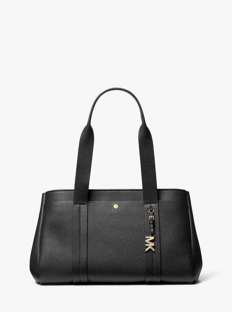 PETIT SAC PORTÉ MAIN ROMEE EN CUIR GRAINÉ NOIR MK PETIT SAC PORTÉ MAIN ROMEE EN CUIR GRAINÉ NOIR MK