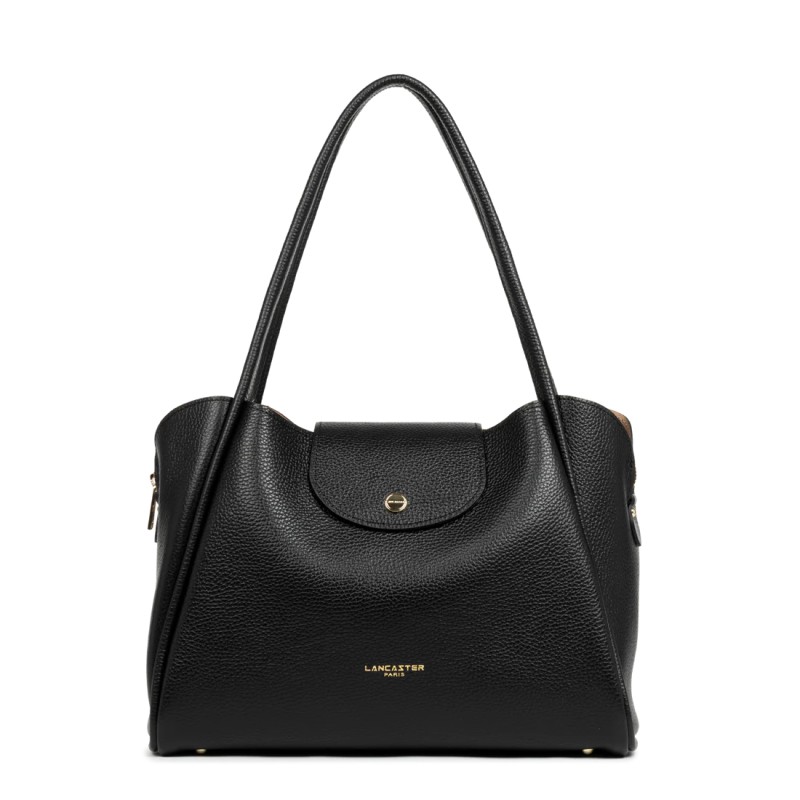 SAC CABAS ÉPAULE IDA DOUBLE NOIR IN NUDE LANCASTER